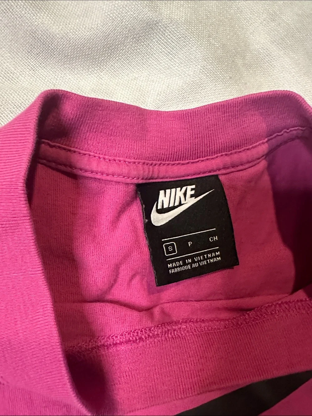 Nike Hot Pink Cropped Tee with Black Swoosh